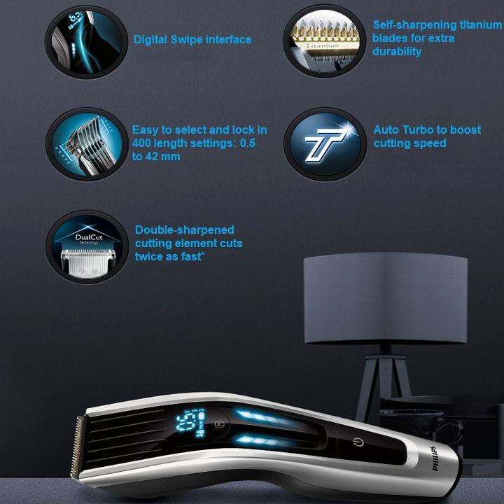 Tông đơ cắt tóc lưỡi Titanium cao cấp thương hiệu Philips HC9450/15 - Hàng Nhập Khẩu