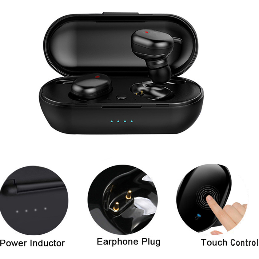 Tai nghe bluetooth Y030 TISSELLY tai nghe cảm ứng không dây thể thao ngoài trời tws 5.0 với ngăn sạc - hàng nhập khẩu