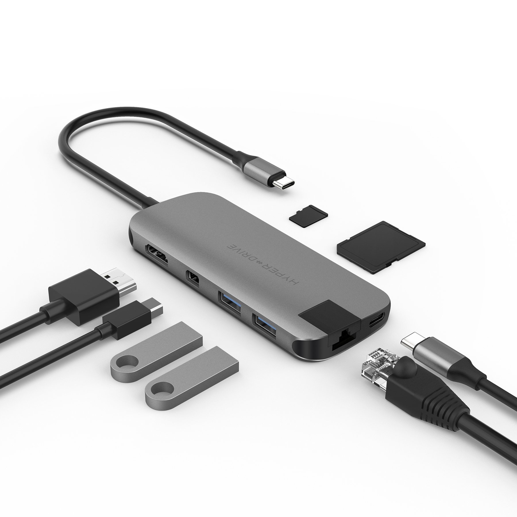CỔNG CHUYỂN HYPERDRIVE SLIM 8 IN 1 USB-C HUB FOR MACBOOK, SURFACE, PC &amp; DEVICES – HD247B - HÀNG CHÍNH HÃNG