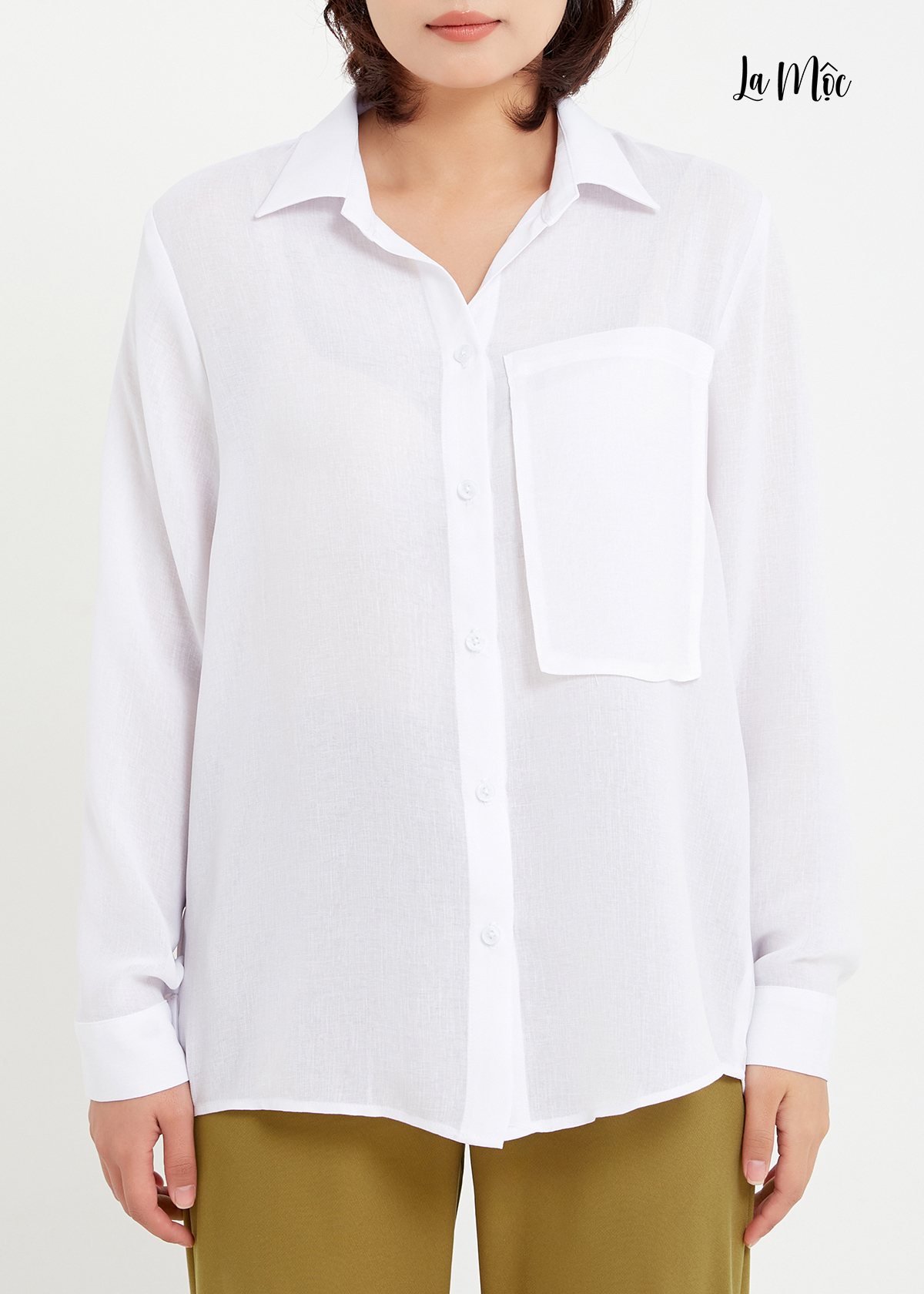 Áo sơ mi nữ cotton tay dài, có túi Maxivic, La Mộc - LM0122307