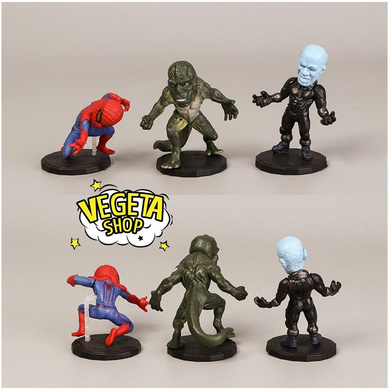 Mô hình Avengers - Marvel - DC - Trọn bộ 6 mô hình Spider Man Electro Lizard - Người Nhện Điện Thằn lằn - Cao 6~10cm