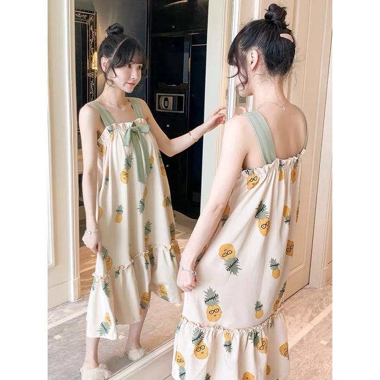 Váy mặc nhà - 2 dây cột -chất liệu cotton-mềm- mát -mịn