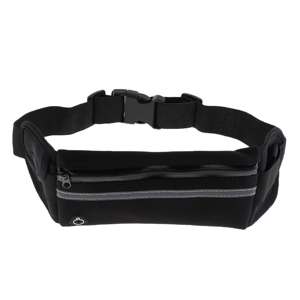 2 Pieces Waterproof Running Jogging Belt Bum Waist Pouch Fanny Pack Black