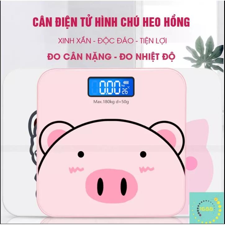 CÂN SỨC KHỎE ĐIỆN TỬ THÔNG MINH HÌNH HEO CỰC HOT - CÂN GIA ĐÌNH DÙNG PIN LOẠI XỊN MÀN HÌNH LCD HIỂN THỊ CHÍNH XÁC