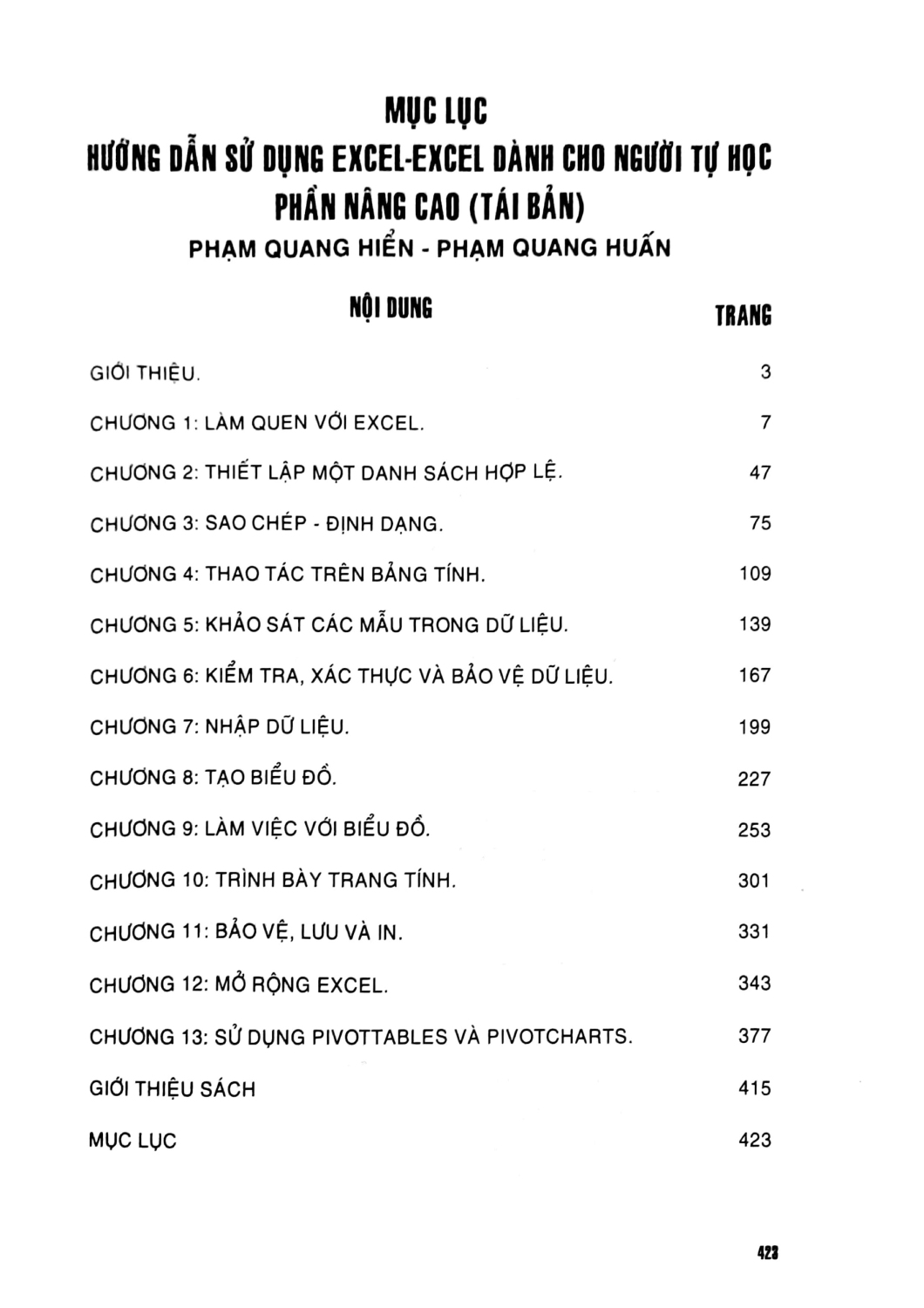 Hướng Dẫn Sử Dụng Excel - Excel Dành Cho Người Tự Học (Phần Nâng Cao - Tái Bản) (STK)