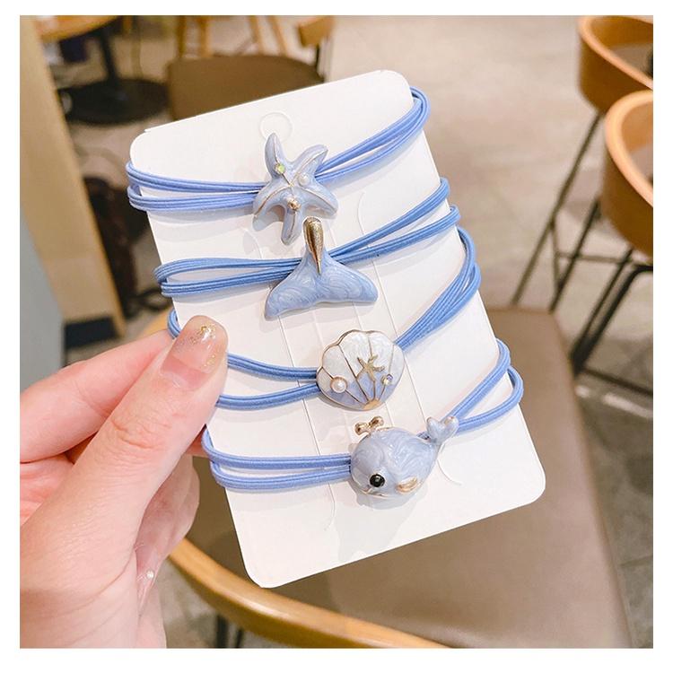 Dây cột tóc màu xanh gắn charm gốm siêu xịn họa tiết thủy cung độc đáo