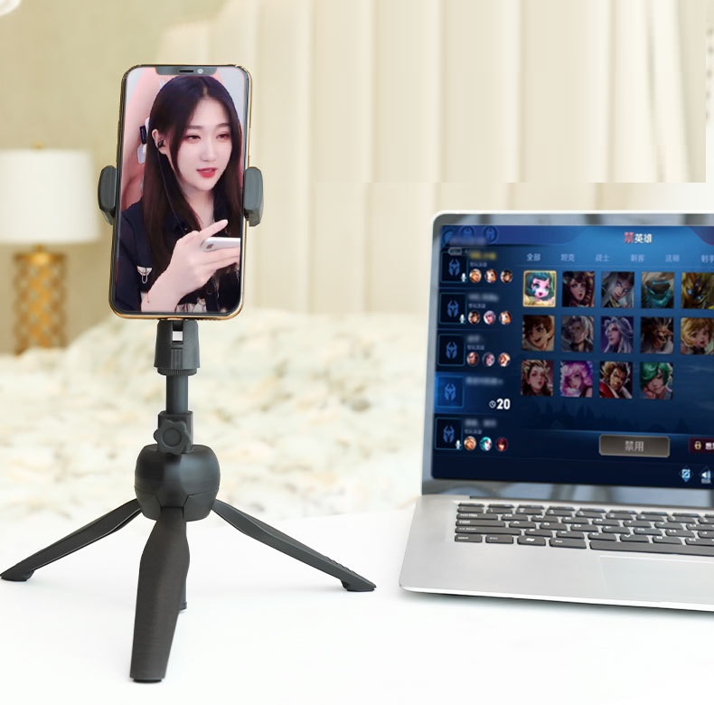 Giá đỡ kẹp điện thoại gấp gọn kiêm gậy tự sướng Seflie 3 chân xoay 360 độ, dùng livestream, giải trí, quay phim