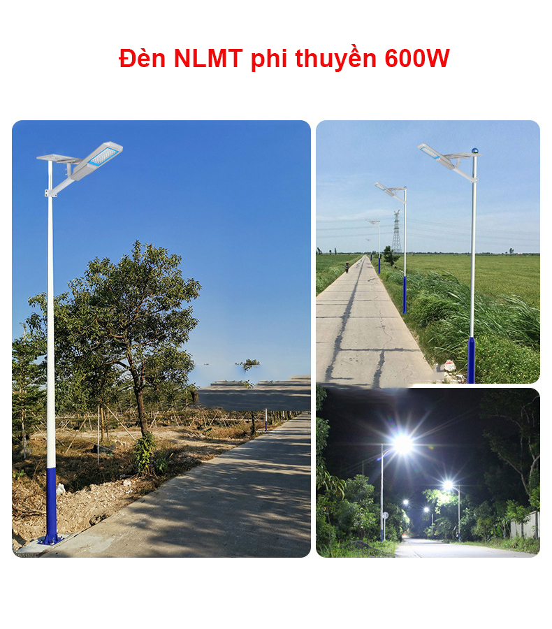 Đèn năng lượng mặt trời phi thuyền 600W,Vỏ nhôm nguyên khối ,Tấm pin rời , Ánh sáng trắng.
