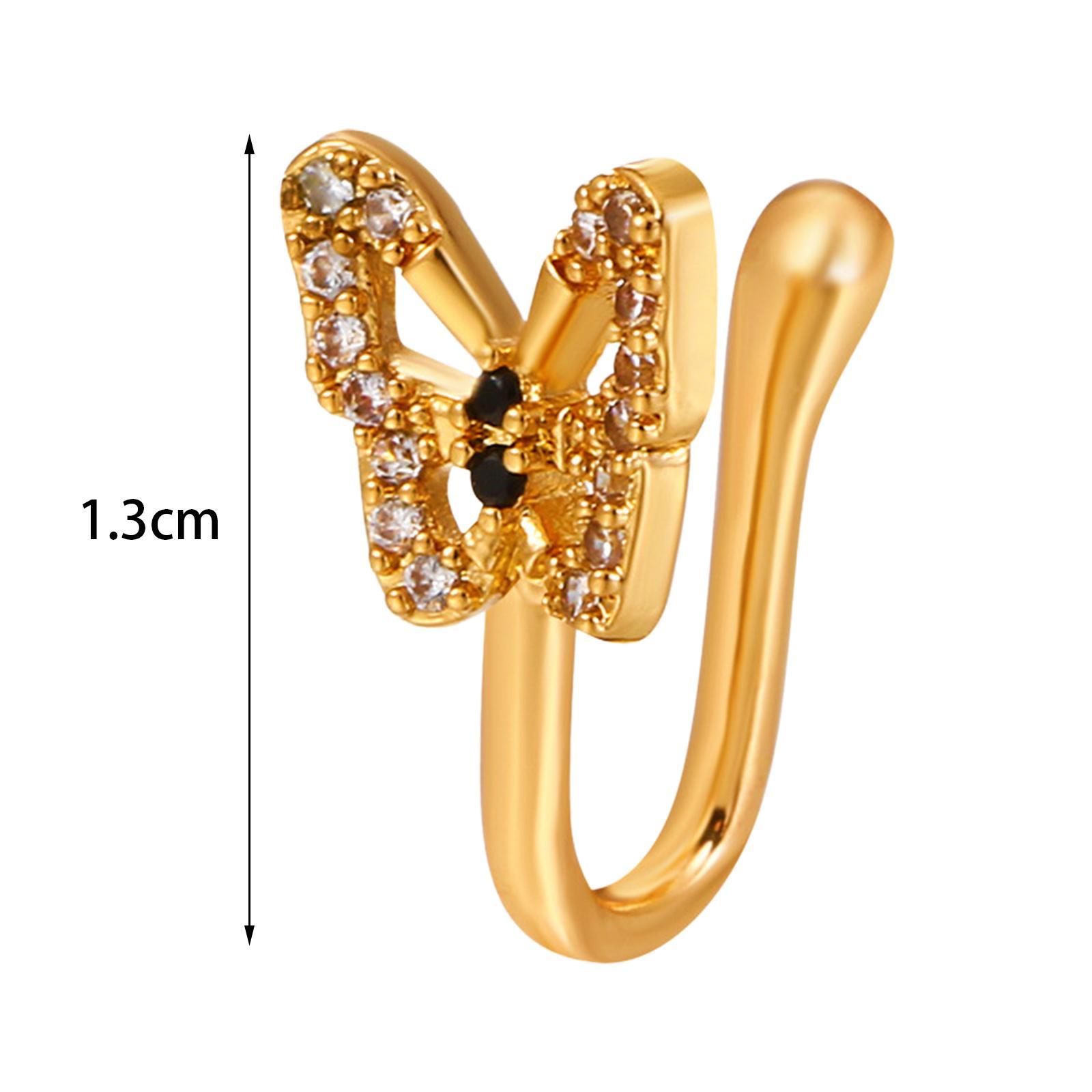 Fake Nose Rhinestone Copper No Piercing Clip on Nose for Women Men