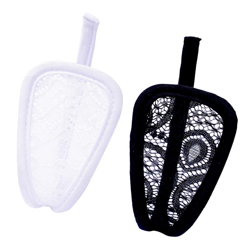 2/set Women Sexy Black & White Lace C String Thong Invisible Underwear