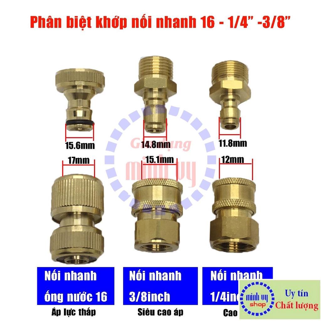 Khớp nối nhanh 1/4" ren 13mm 14mm 18mm 22mm dành cho may rua xe cao ap gia dinh mini