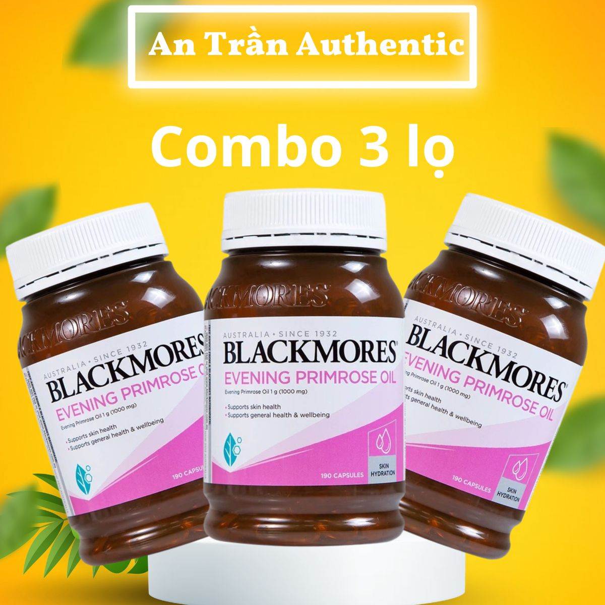 Combo 3 lọ Thực Phẩm Bảo Vệ Sức Khỏe Tinh Dầu Hoa Anh Thảo Blackmores Evening Primrose Oil (190 viên) Hỗ Trợ Cân Bằng Nội Tiết Tố Nữ