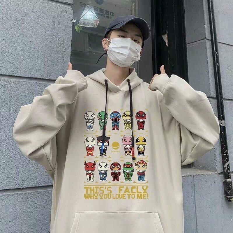 Áo Hoodie Chibi siêu anh hùng Form rộng Unisex Nam Nữ Couple Freesize