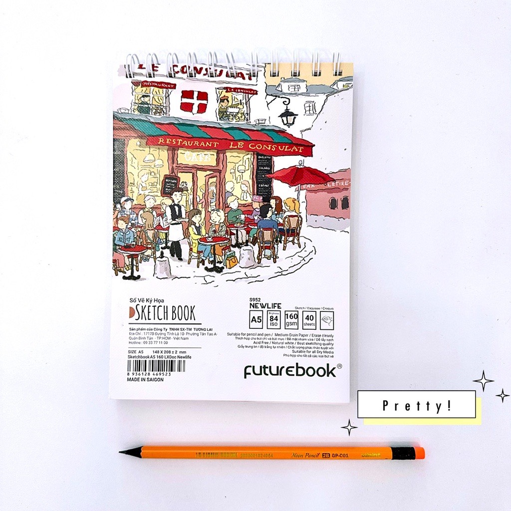 FUTUREBOOK -Tập Vẽ Ký Họa New Life Khổ A5 – Định Lượng 160Gsm – 40Tờ. MÃ SP S952
