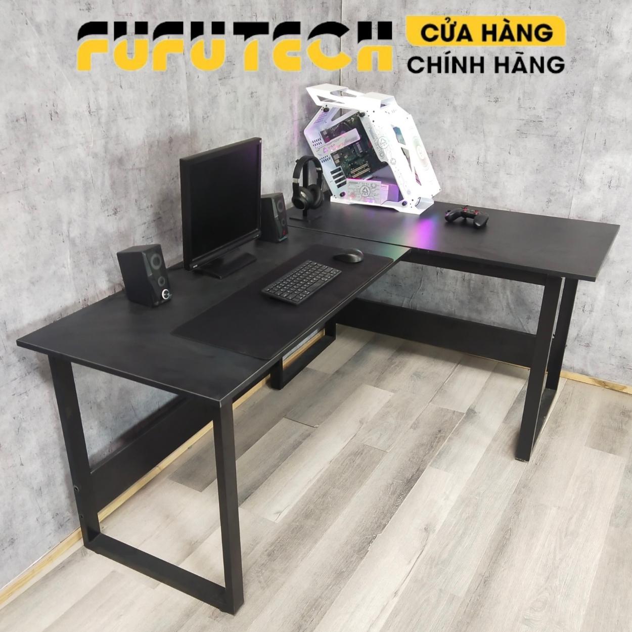 Bàn làm việc để máy tính chữ L dùng học tập, gaming FUFUTECH, mặt gỗ rộng rãi 180x120cm, khung  sơn tĩnh điện chắc chắn