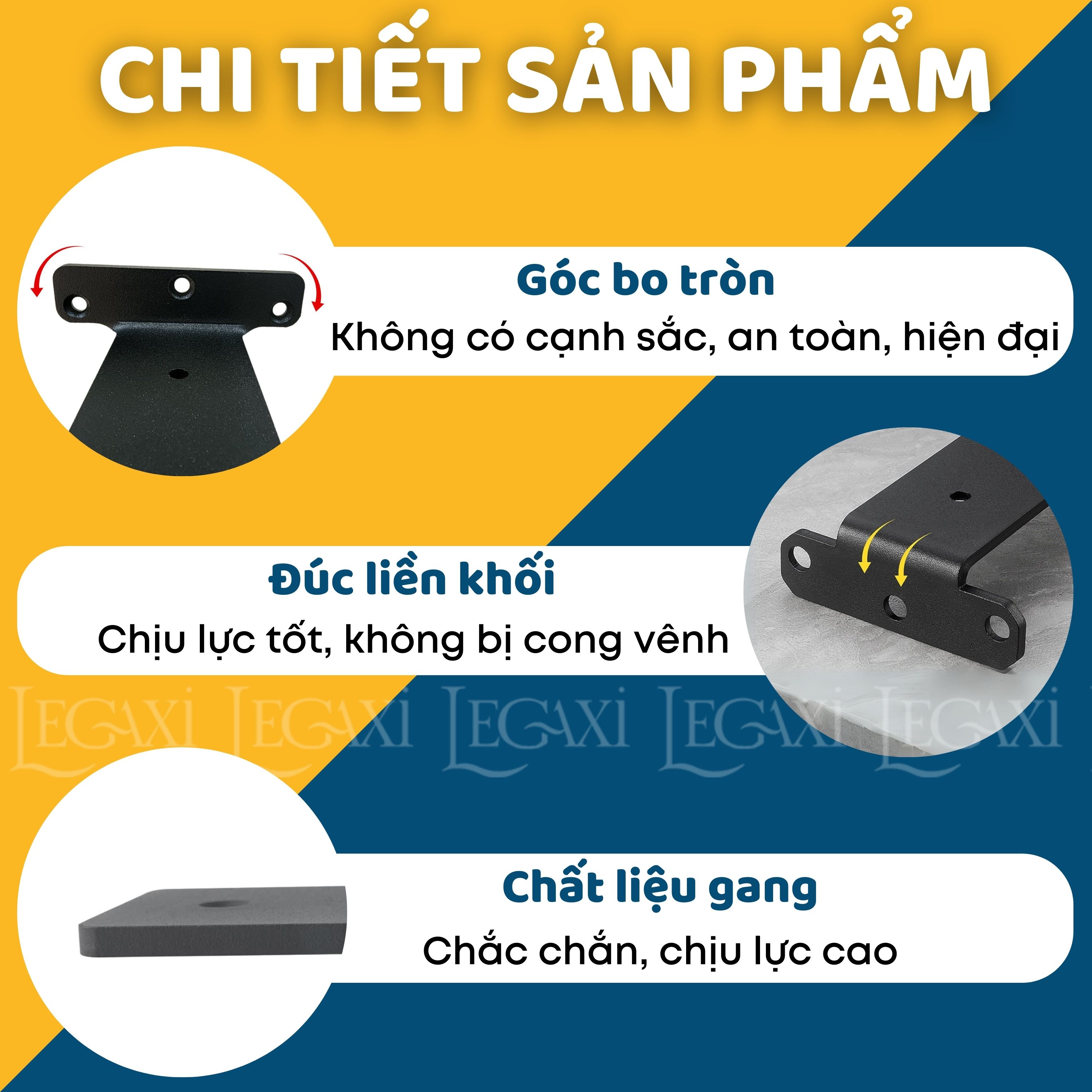 Bộ 2 giá đỡ kệ chữ T dày 5mm, pát sắt đỡ kệ gỗ, ke treo tủ tường, decor trang trí Legaxi