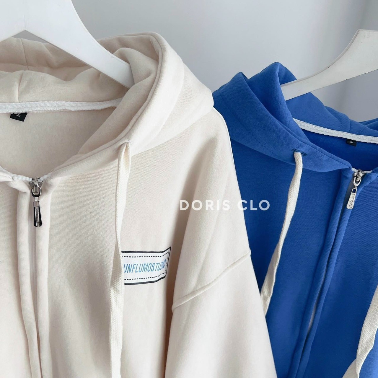 Áo Khoác Hoodie Thun Nỉ UNFLUMOSTUDIO Có Nón Mũ 2 Lớp , Khóa Kéo Zip Form Rộng Unisex hàn Quốc - Nam Nữ Cặp Đôi Thu Đông