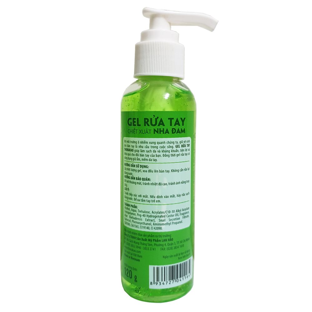 Gel rửa tay khô chiết xuất nha đam giúp làm sạch da và kháng khuẩn Thorakao 120g