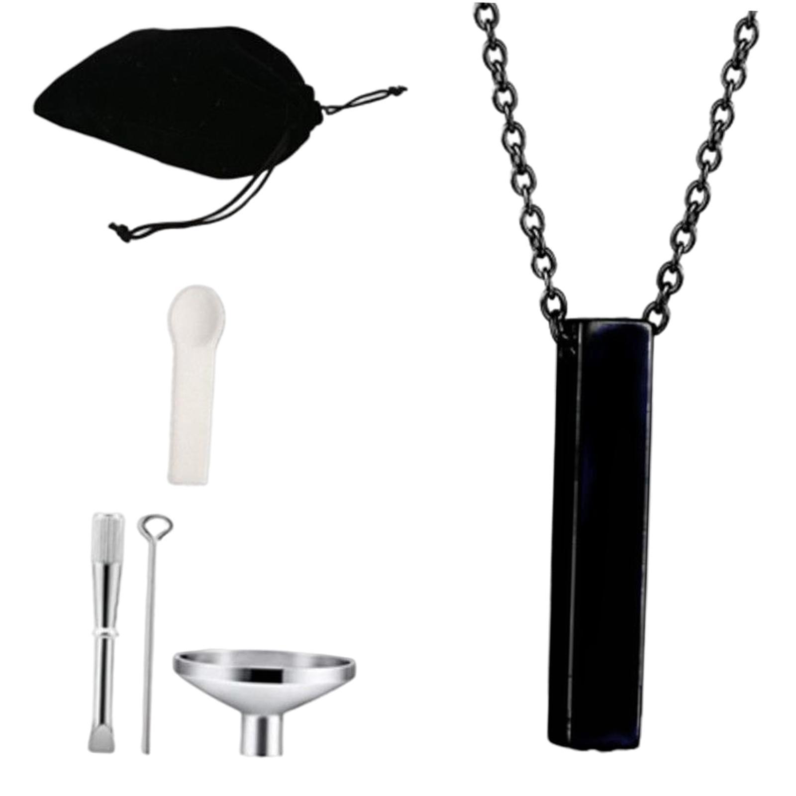 Cremation Urn Necklace for  Manmade Locket Pendant Charm Jewelry Gift Black