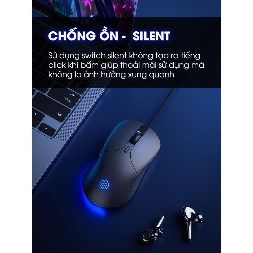 Chuột máy tính có dây TEKKIN B2 gaming silent tắt âm 6 nút bấm 8800 DPI có app - hàng nhập khẩu