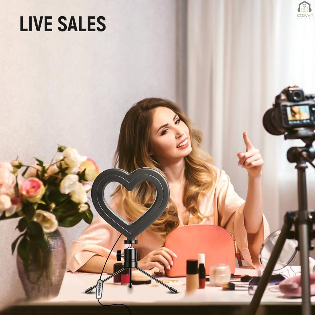 Đèn LED hai màu 6 inch điều chỉnh độ sáng 3000K-6000K sạc USB có đầu bi linh hoạt