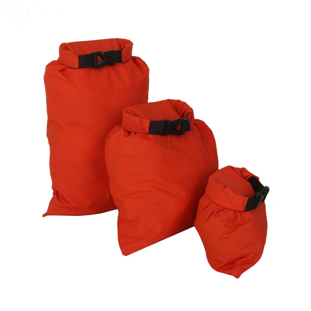 3Pcs Waterproof Dry Storage Bag Pouch Canoeing Rafting Camping Orange