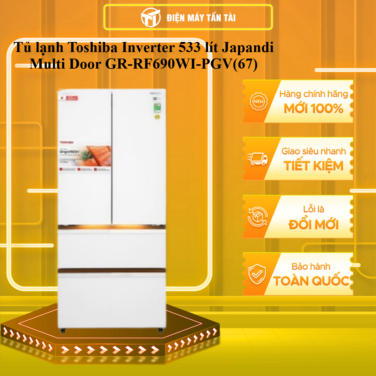 GR-RF690WI-PGV - Tủ Lạnh Toshiba Japandi  GR-RF690WI-PGV(67) - Hàng Chính Hãng - Chỉ giao HCM