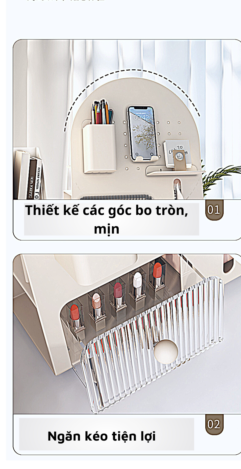 Kệ mỹ phẩm Dola Home cao cấp kim loại đa năng để bàn có ngăn kéo tiện dụng mới nhất 2023