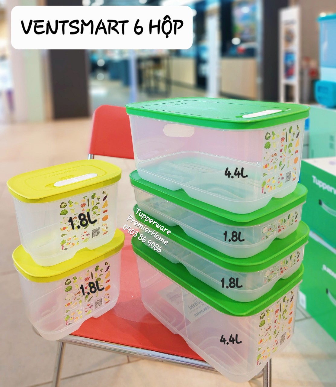 BỘ HỘP TRỮ MÁT CÓ NÚT HÔ HẤP Tupperware VENTSMART 6 – NHÃN APAC