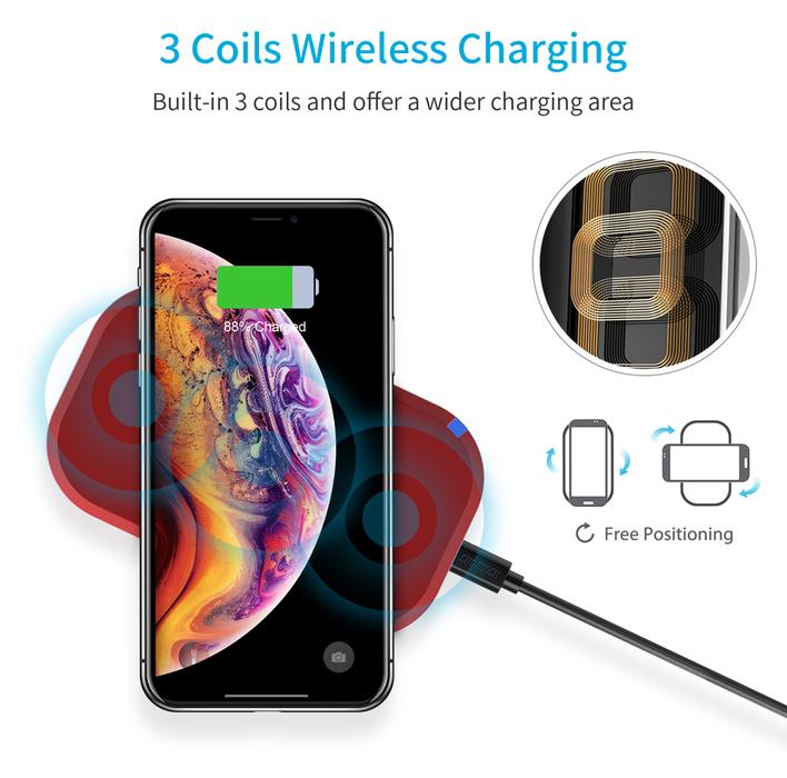 Đế sạc không dây Qi sạc nhanh 10W chuẩn MFI hiệu CHOETECH T513 cho điện thoại / Airpods 1 / 2 / Airpods Pro - Hàng chính hãng