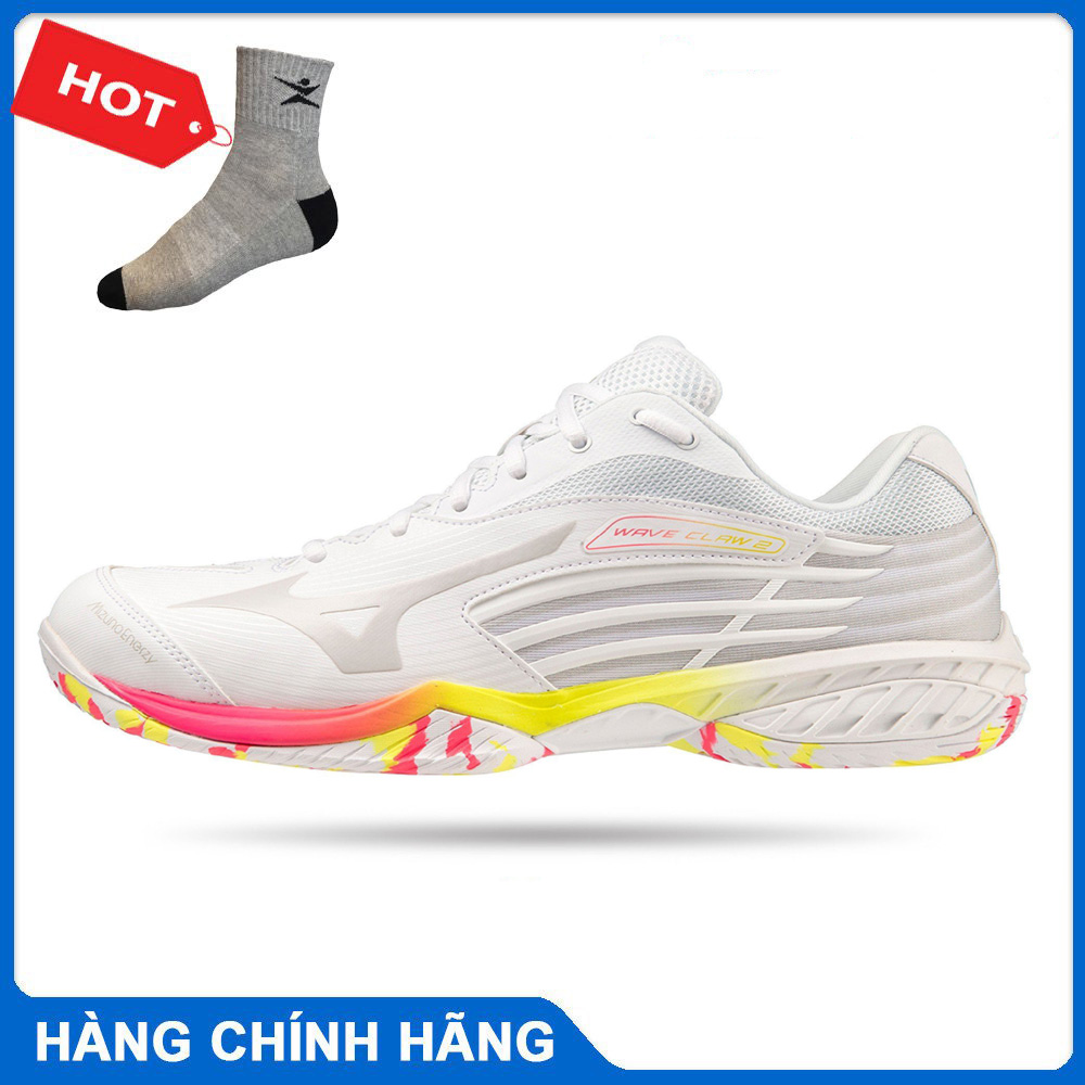 Giày cầu lông mizuno Wave Claw 2 71GA211004 chính hãng cho cả nam và nữ-tặng tất thể thao bendu