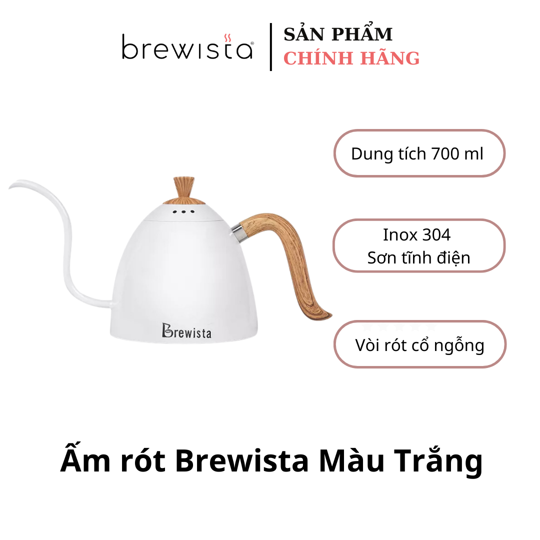 Ấm rót cà phê pour over Brewista 700ml - Trắng