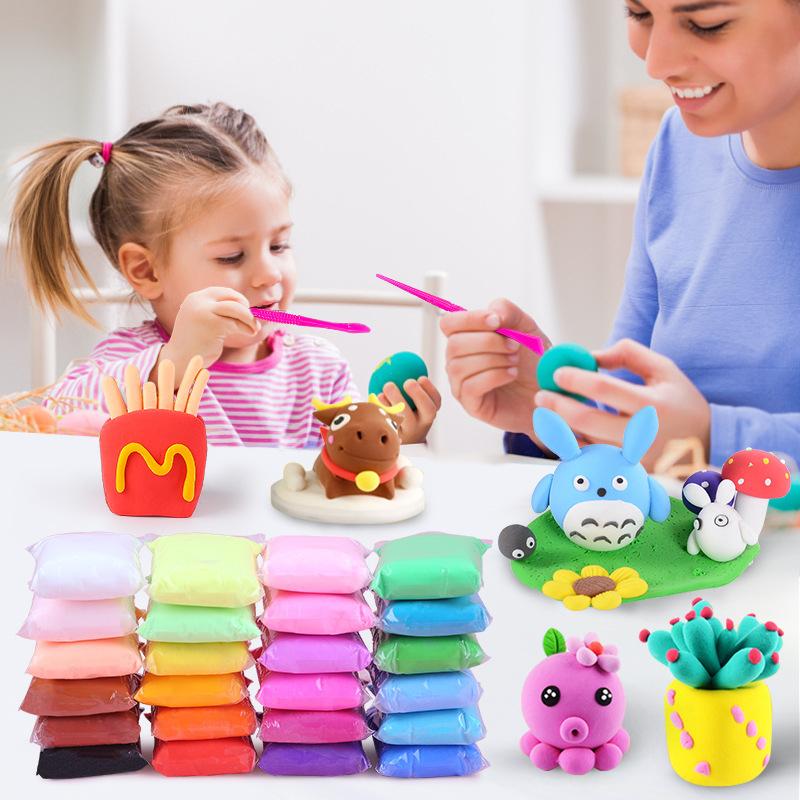 Bộ Đất Sét Khô 36 màu - Bút màu sáp Crayons hộp 24 màu cho bé tập tô