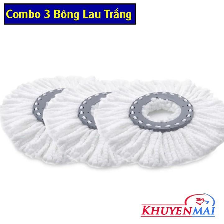 COMOBO 3 BÔNG LAU NHÀ KÈM CÂY LAU XẾP GỌN (cây lau tròn