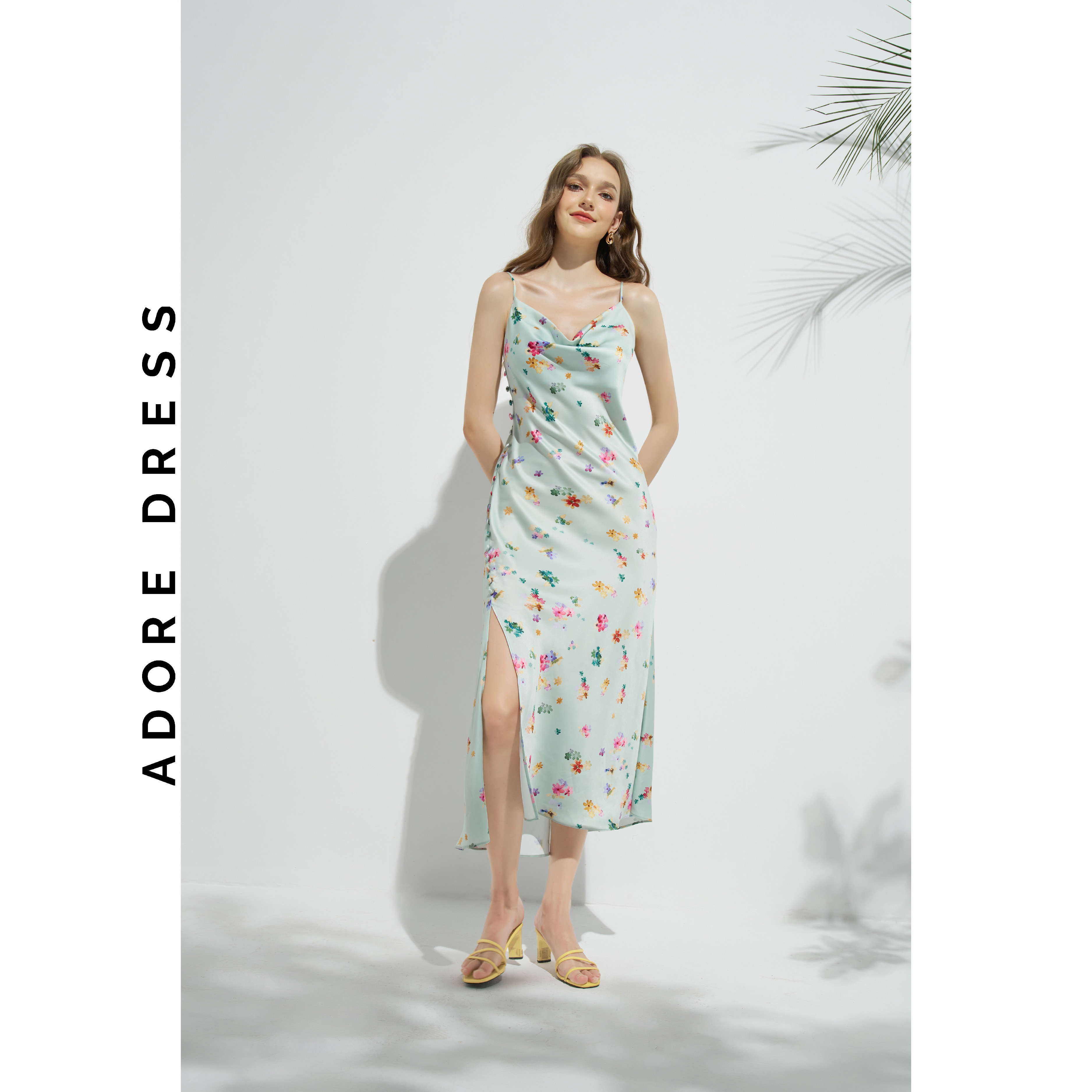 Đầm Sleeveless dresses resort style lụa hoa nhỡ mint 313DR6011 ADORE DRESS