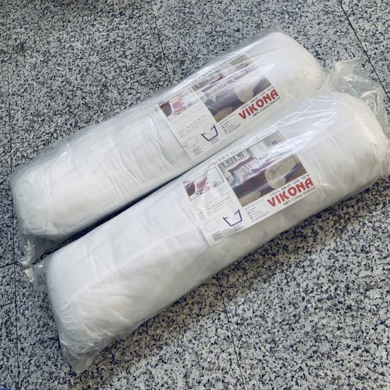 Gối Ôm Hơi Bông 100% VIKONA Cao Cấp Có Khóa Kéo 35x100