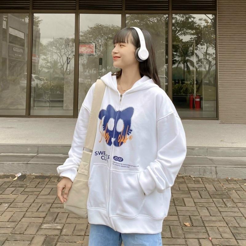 Áo Khoác Hoodie Form Rộng Phối Zip Unisex CAT Vải Nỉ Bông Dày Dặn
