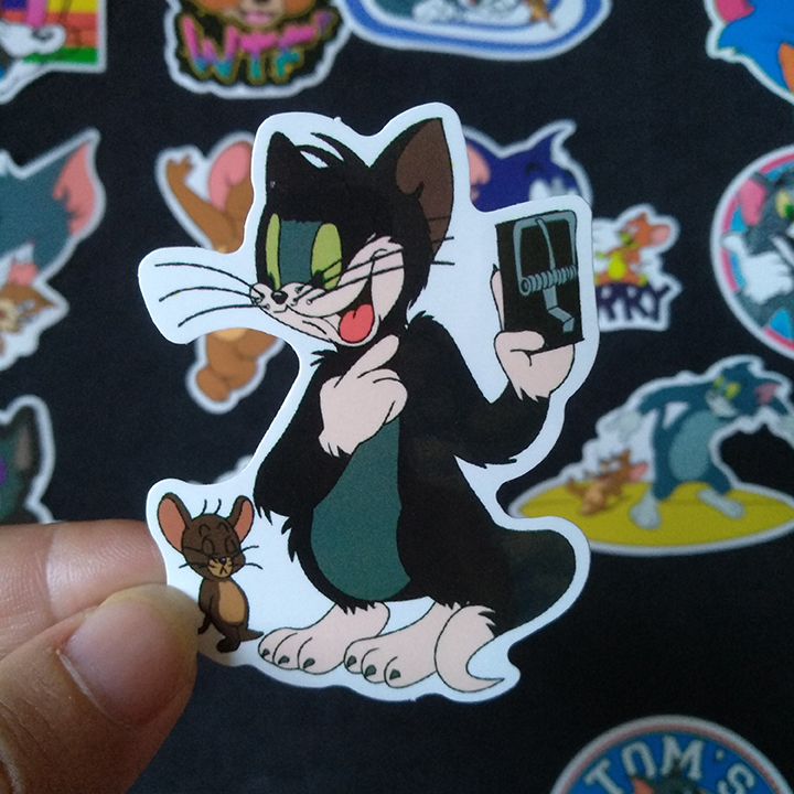 Bộ Sticker dán cao cấp chủ đề TOM and JERRY - Dùng dán Xe, dán mũ bảo hiểm, dán Laptop