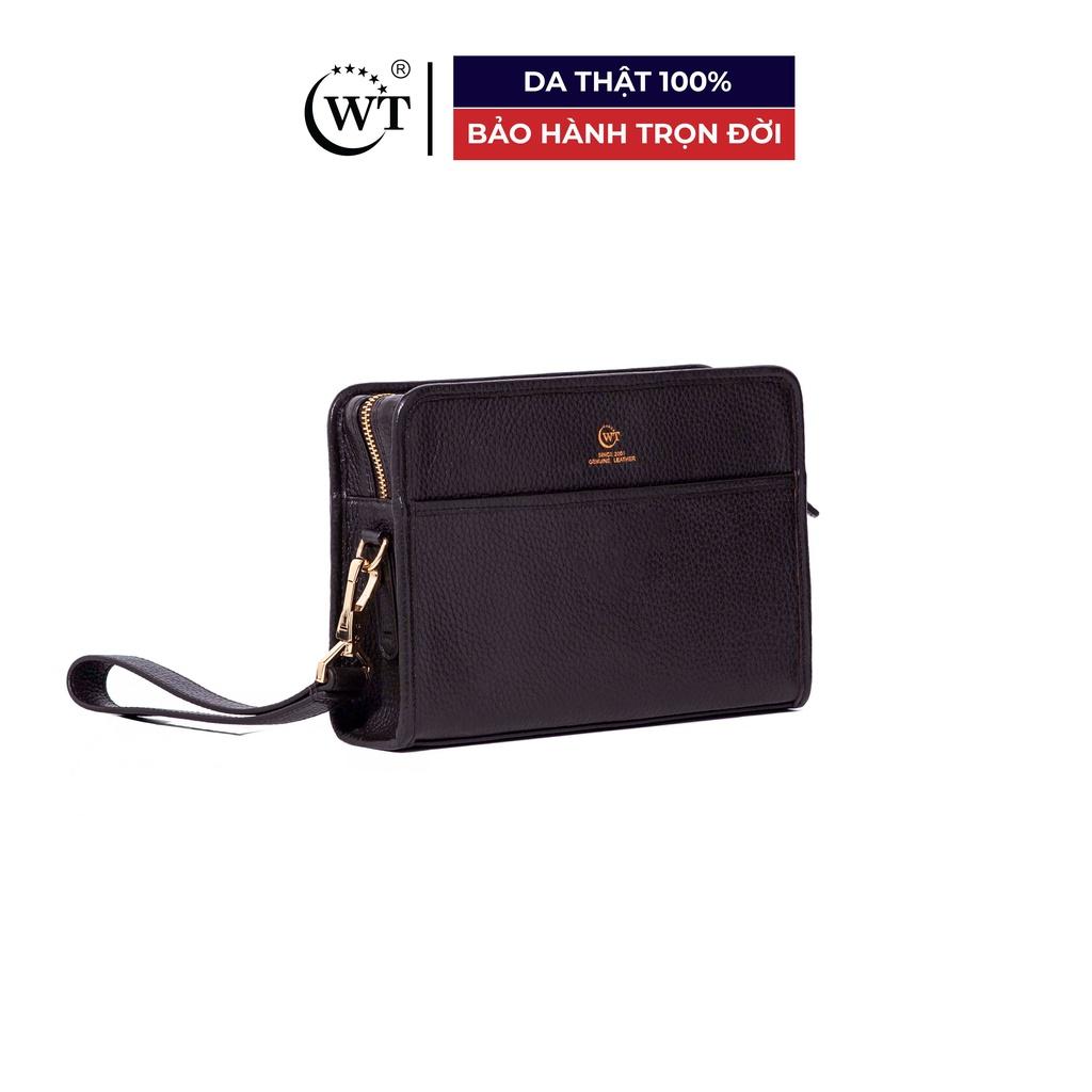 Clutch Cầm Tay Da Bò Nam Cao Cấp Có Quai Cầm Màu Đen, Nâu WT Leather TRUNK-A5