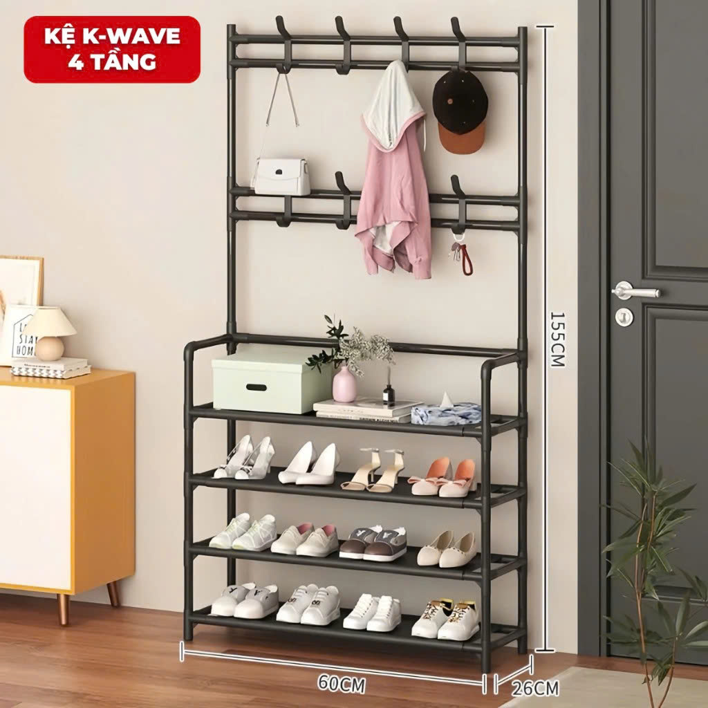 Giá Treo Quần Áo Túi Xách - Kệ Để Đồ Dày Dép Phong Cách Hàn Màu Tự Nhiên