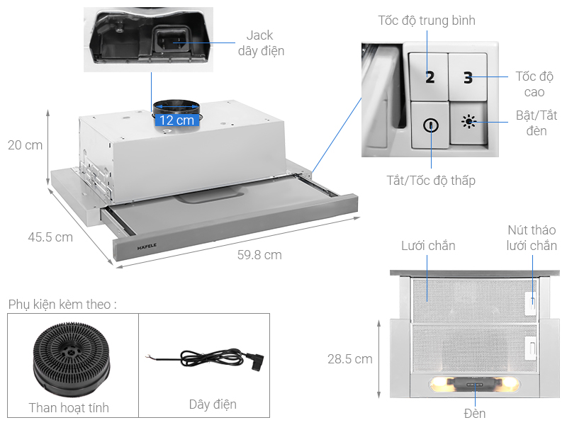 MÁY HÚT MÙI ÂM TỦ HAFELE HH-TI60D - Hàng Chính Hãng (539.81.083)