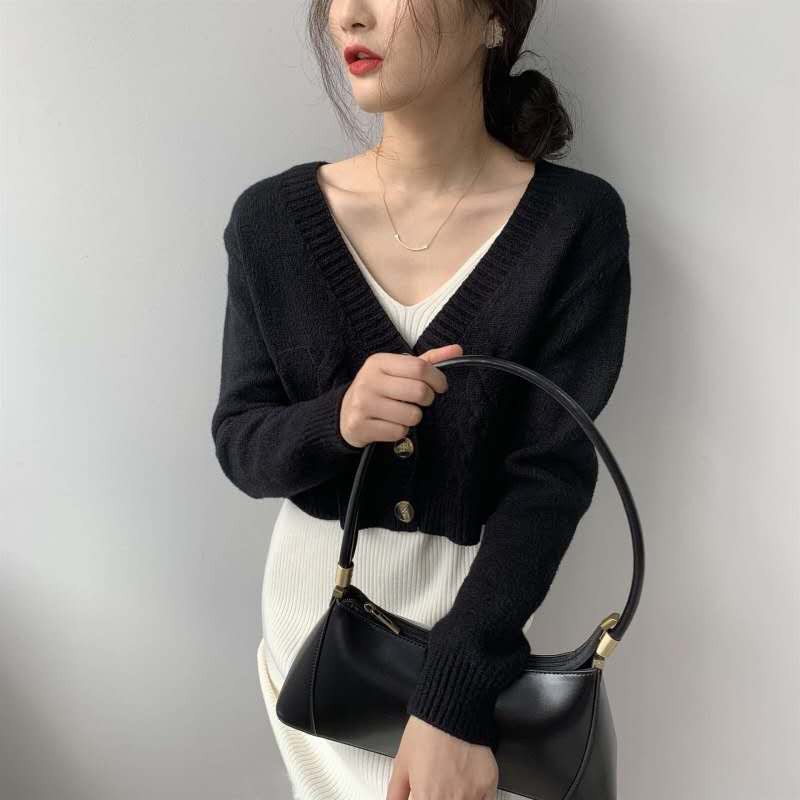 Áo khoác len croptop hàn quốc - áo khoác len nữ cardigan vintage Áo Khoác Len Croptop Hàn Quốc - Áo Khoác Len Nữ Cardigan Vintage