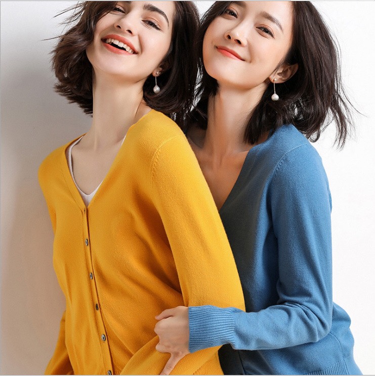 Áo Khoác Len Cardigan Nữ Kiểu Dáng Basic, Chất Len Mềm Mịn Siêu Đẹp - Tặng 1 cột tóc quả bơ