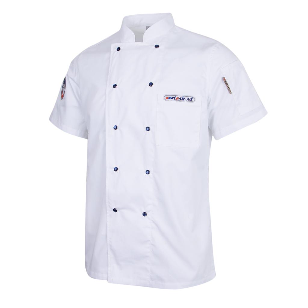 Professional Womens Mens Chef Jacket Coat Uniform Short Sleeve Hotel Kitchen Cook Apparel