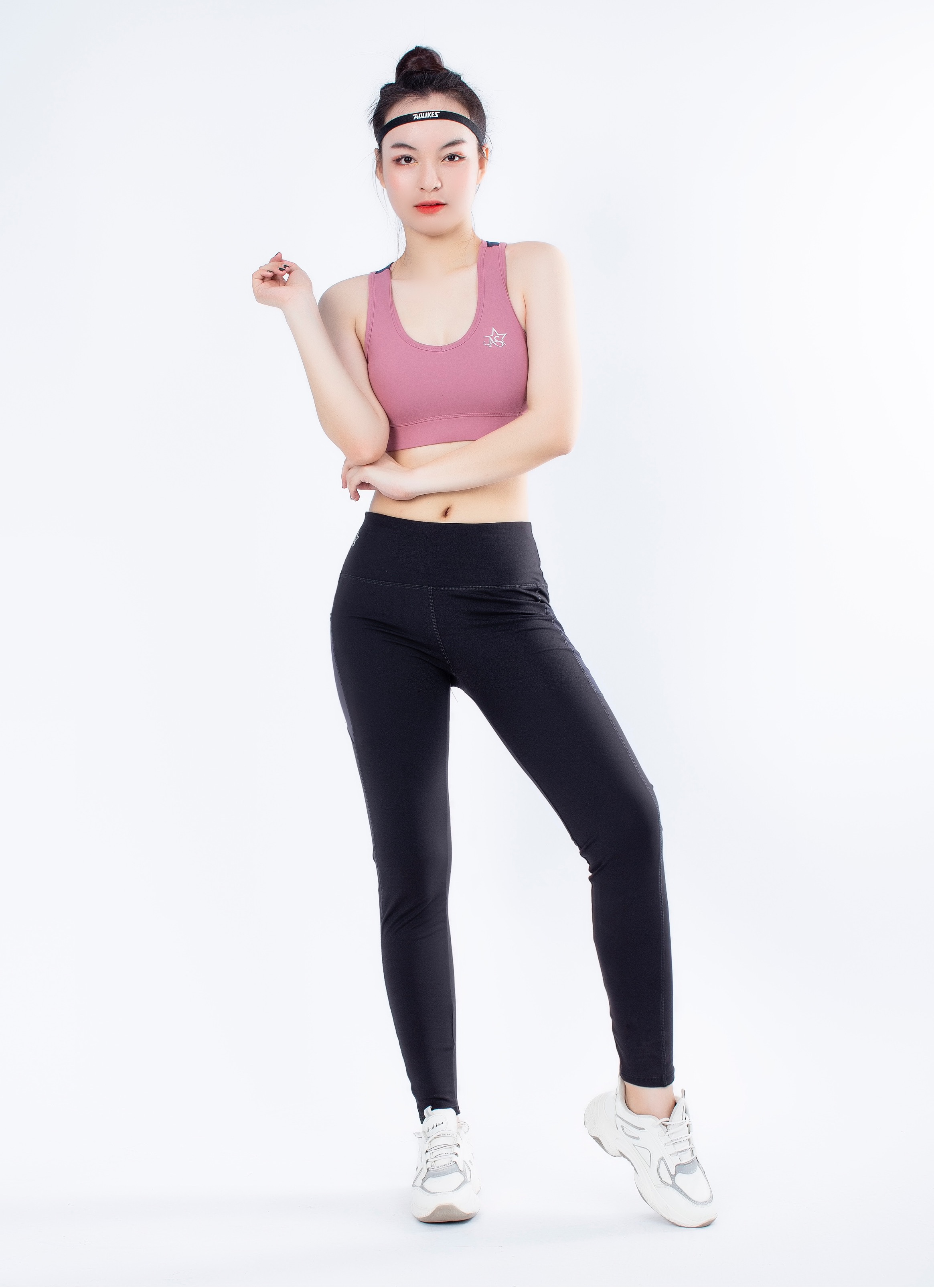 Quần legging dài tập thể thao nữ phối túi lưới