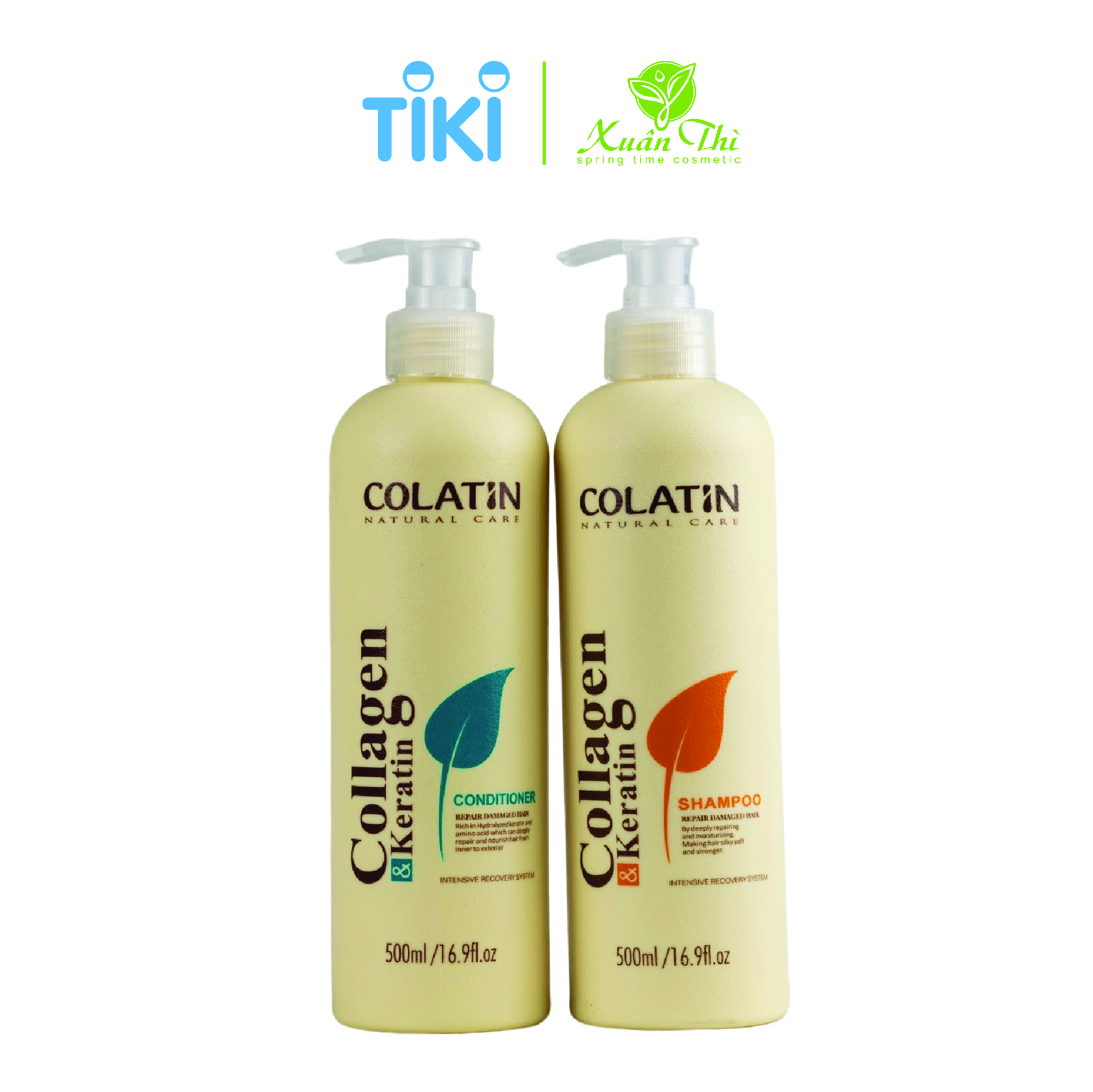 Dầu gội xả keratin, collagen, tinh chất tơ tằm ngăn rụng tóc, phục hồi sâu hư tổn COLATIN 500 -1000ml