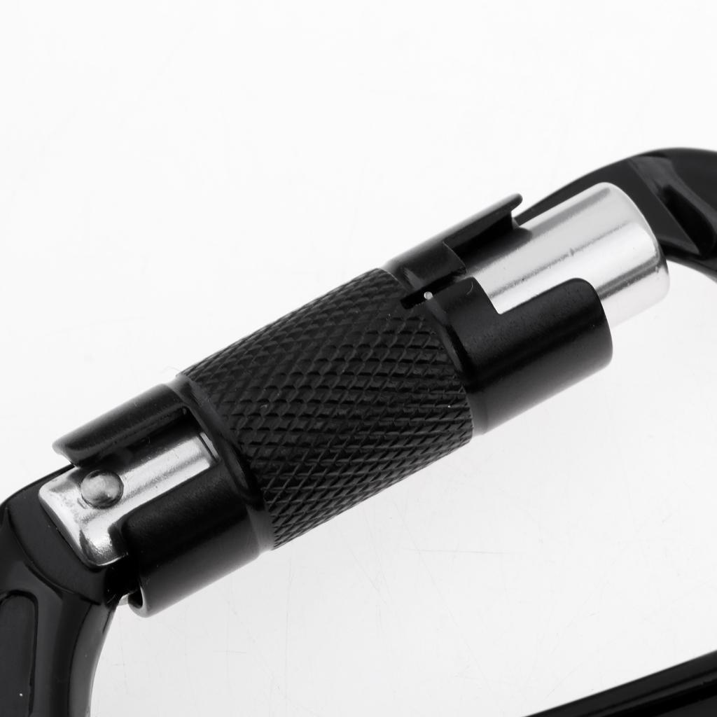 24KN Auto Locking Carabiner Hammock Carabiner For Rappelling Climbing Black