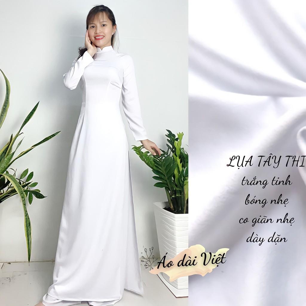 ÁO DÀI TRẮNG NỮ HỌC SINH MAY SẴN TRUYỀN THỐNG GIÁ RẺ LỤA TÂY THI (ảnh thật