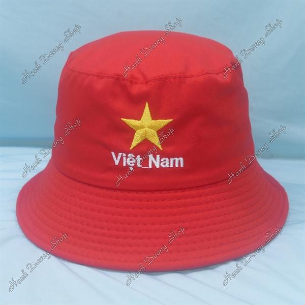 Nón tai bèo mũ bucket vành nhỏ thêu Ngôi Sao Vàng 5 cánh Việt Nam - Sao Vàng Việt Nam