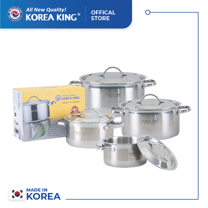 KP-20S5PLY Nồi inox 5 lớp đáy liền Korea King (Nồi, nắp đều bằng inox, đường kính 20cm, dung tích 3L)-Hàng chính hãng